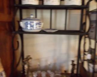 Baker's rack, 3 matching  canisters