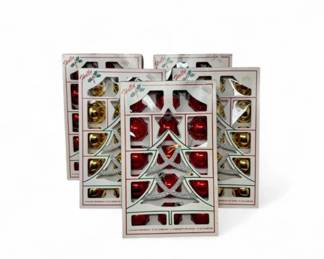 3 HollyGlassChristmasOrnamentsRedGold5BoxSet