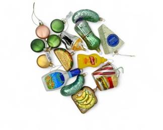 16 FoodThemedBlownGlassOrnamentsBurgerMacaronsTacoPickle