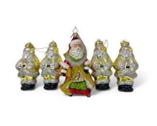 13 NewwTagChristopherRadkoSantaOrnament4BlownGlassSantas