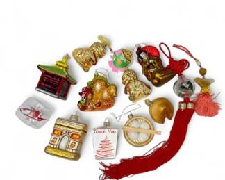 40 AsianInspiredOrnamentsBlownGlassPolishedStoneTassels