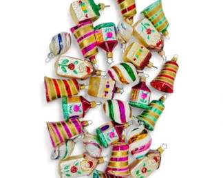 12 VintageStyleBlownGlassOrnamentsBellsHouses