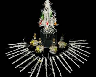 57 BlownGlassTreewMiniOrnamentsIciclesDecorativeGlassRings