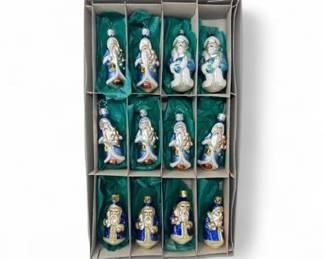 14 12RoyalBlueBlownGlassSantaOrnamentsMetallicGlitterDetails