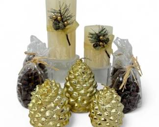 69 PineconePillarCandlesHolidaySetMolbaksItalyMore