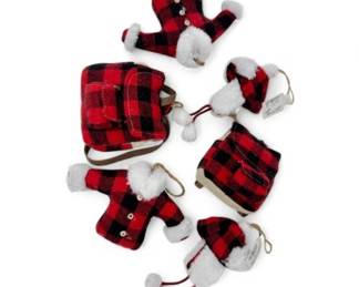 56 Setof6PillowStyleFlannelOrnamentsJacketsHatsBackpack