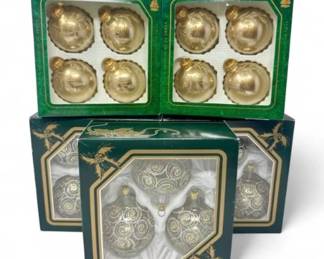 10 Setof17ItalianKrebsGlassOrnamentsGoldSilverDesigns