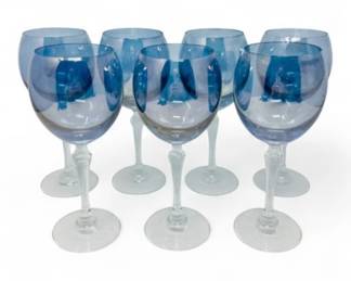 39 Setof7BijouxBlueStyleRedWineGlassesClearStem