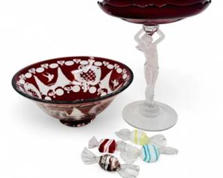 36 NudeStemCompoteBohemianStyleEtchedCrystalBowlwGlassCandy