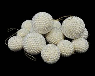 28 16VintagePearlBeadedBallOrnaments8Large8Small
