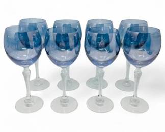 38 Setof8BijouxBlueStyleWhiteWineGlassesClearStem