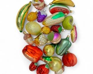 18 BlownGlassFruitVeggieOrnamentsFarmFreshColorfulMix