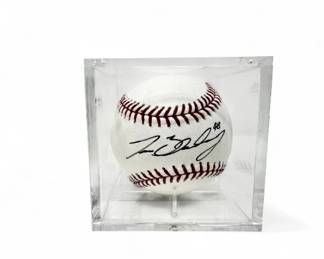 91 TravisBlackleySignedBaseballinDisplayCase