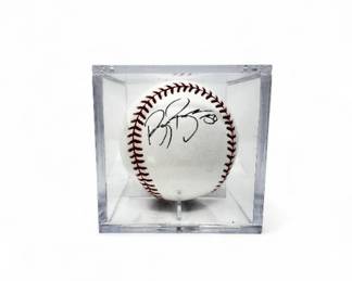 102 ReneRiveraSignedBaseballinDisplayCase