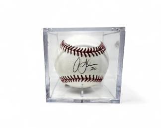 89 AaronSeleSignedBaseballinDisplayCase