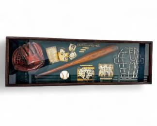 8 LARGEFramedBaseballHistoryShadowBoxwBatGlovePhotosMore