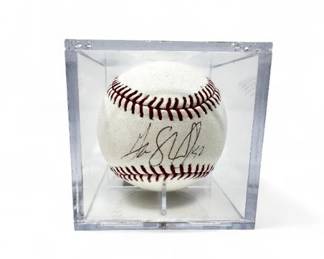 69 GeorgeSherrillSignedBaseballinDisplayCase