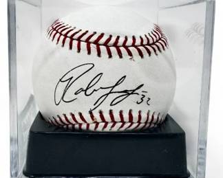 129 RobJohnsonSignedBaseballinDisplayCase