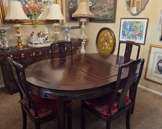 Dining Table (with Additional Leaf) and Four Chairs