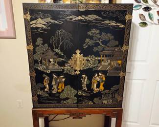 Drexel Chinoiserie Bar with Interior Light