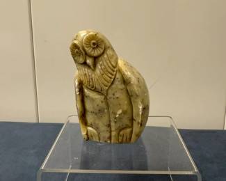Inuit Figurine - Owl Perched | Stone carving of an owl perched.
Soapstone carving
Signed by artist: N/A 
Titled by artist: N/A
Numbered by artist: N/A