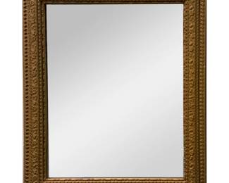 American Folk Art Inspired Mirror | American folk art-inspired ornate gold mirror with a rectangular frame.  -  h. 24.5 x w. 20.5 in (Frame)