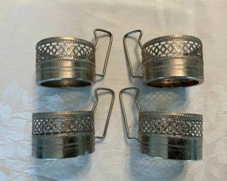 Russian Silver-plated glass tea cup holders (1920's).