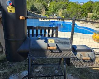 Lyfe Tyme Smoker, large sized, with side chimney smoker for fish / warming / tortillas.  Works fantastic!
