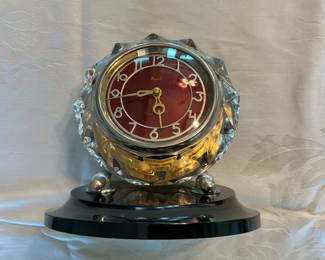 USSR Soviet desk / alarm Clock, in glass and Bakelite, immaculate working condition, 2-week windup.