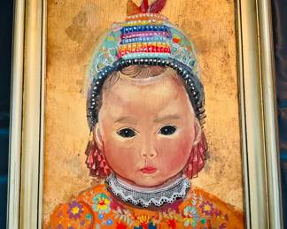 "Baranya Girl" painting by renowned Hungarian mosaic Artist Estzer Mationi.  