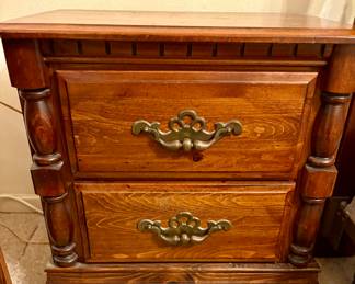 Wood 2 Drawer Nightstand.