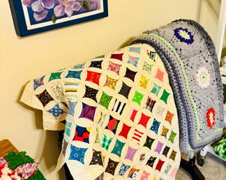 Selection of Afghans and Quilts.