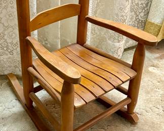 Vintage Wood Child Rocking Chair.
