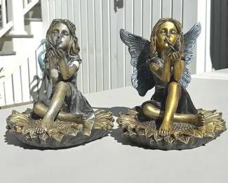 Bronze Silver Tone Fairy Pair