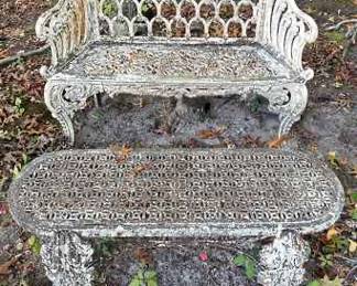 Vintage Cast Iron Bench Table