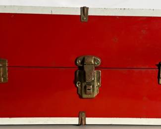 1950s 60s Red Metal Doll Trunk