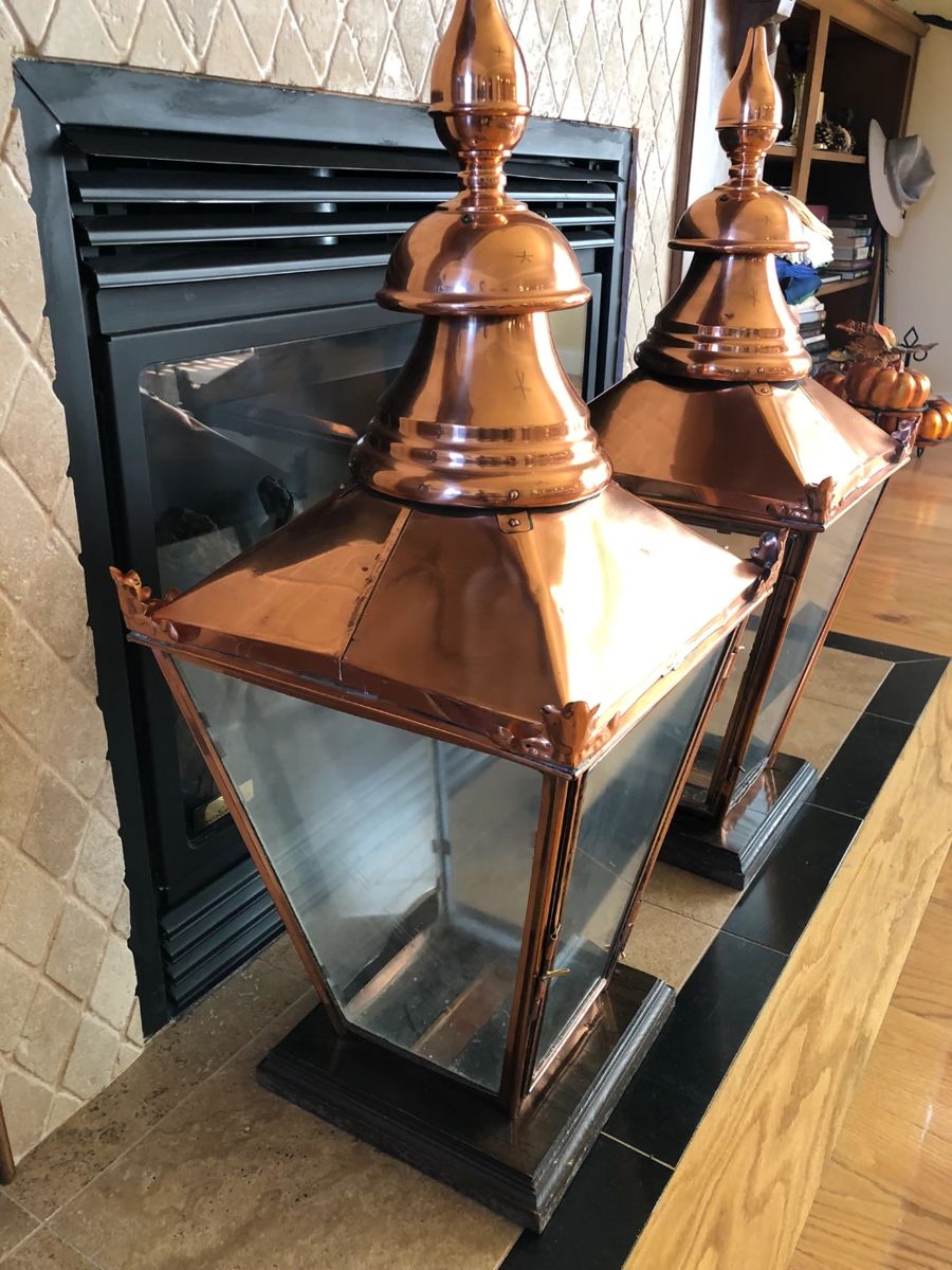 Victorian  19th c Copper Street Lanterns 3ft tall  from London 