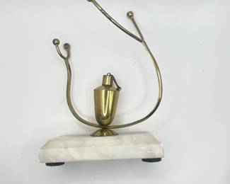 Vintage Mid Century Modern Italian Brass And Marble Candle Holder