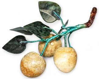 Carved Chinese Jade Strawberries With Carved Jade Leaves