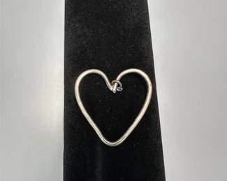 Silver Tone Metal Heart Outline Pendant