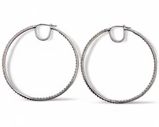 JCM 925 Sterling Silver and Cubic Zirconia Hoop Earrings