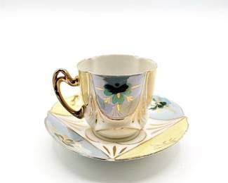 Japanese Style Teacup and Saucer--Floral Design