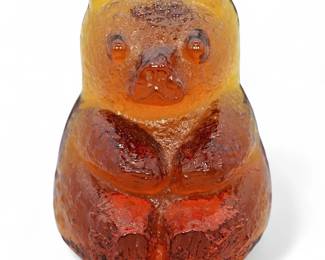 2001 Amberina Glass Blenko Handcraft Bear Figurine