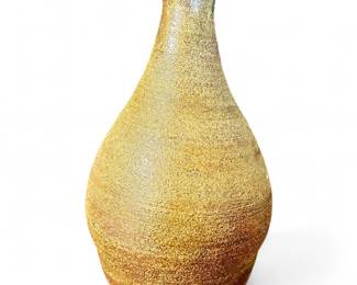 Signed Textured Earth-Tone Glaze Studio Pottery Vase