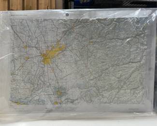 1970 Raised Relief Map of Sacramento by Hubbard