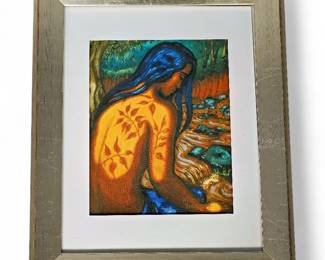 Print Of Polynesian Girl By A River Painting