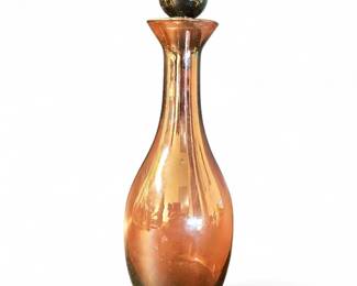 Mid-Century Amber Glass Decanter with Stopper, International Silver Company