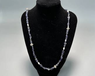 Silver Tone Crystal & Bead Necklace