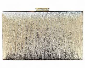 Embossed Box Clutch w/ Gold-Tone Strap