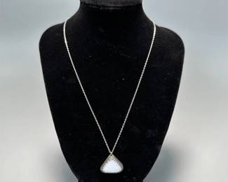 Sterling Silver Pendant Necklace w/ Druzy Quartz Stone